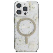 Husa premium pentru  iPhone 16 Pro Max compatibila MagSafe Guess Luxury Series - Bej