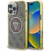 Husa premium pentru  iPhone 16 Pro Max compatibila MagSafe Guess Luxury Series - Maro