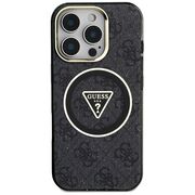 Husa premium pentru  iPhone 16 Pro Max compatibila MagSafe Guess Luxury Series - Negru