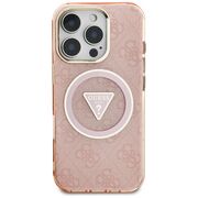 Husa premium pentru  iPhone 16 Pro Max compatibila MagSafe Guess Luxury Series - Roz