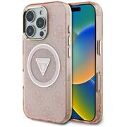 Husa premium pentru  iPhone 16 Pro compatibila MagSafe Guess Luxury Series - Roz
