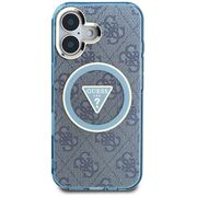Husa premium pentru  iPhone 16 compatibila MagSafe Guess Luxury Series - Albastru