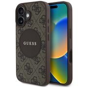 Husa premium pentru  iPhone 16 compatibila MagSafe Guess Luxury Series - Maro