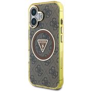 Husa premium pentru  iPhone 16 compatibila MagSafe Guess Luxury Series - Maro