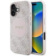 Husa premium pentru  iPhone 16 compatibila MagSafe Guess Luxury Series - Roz