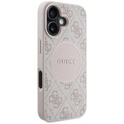 Husa premium pentru  iPhone 16 compatibila MagSafe Guess Luxury Series - Roz