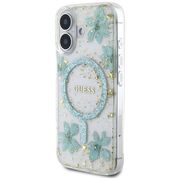 Husa premium pentru  iPhone 16 compatibila MagSafe Guess Luxury Series - Turcoaz