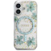 Husa premium pentru  iPhone 16 compatibila MagSafe Guess Luxury Series - Turcoaz