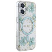 Husa premium pentru  iPhone 16 compatibila MagSafe Guess Luxury Series - Turcoaz