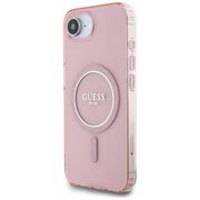 Husa premium pentru  iPhone 16e compatibila MagSafe Guess Luxury Series - Roz pal