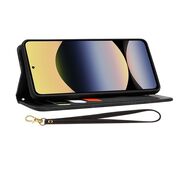 Husa tip carte pentru  Xiaomi Redmi Note 14 4G, functie stand si port carduri, Negru