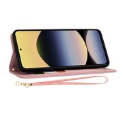 Husa tip carte pentru  Xiaomi Redmi Note 14 4G, functie stand si port carduri, Roz