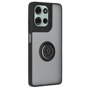 Husa de protectie pentru Moto G75 premium cu inel stand rotativ, suport magnetic si bumper anti-alunecare - Negru