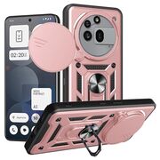 Husa pentru  Nothing Phone (3a) Pro Ring Armor Kickstand Tough Rugged Cover cu protectie camera, Roz