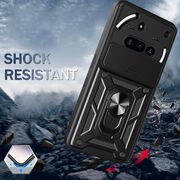 Husa pentru  Nothing Phone (3a) Ring Armor Kickstand Tough Rugged Cover cu protectie camera, Negru