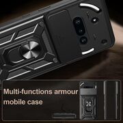 Husa pentru  Nothing Phone (3a) Ring Armor Kickstand Tough Rugged Cover cu protectie camera, Negru