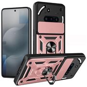 Husa pentru  Nothing Phone (3a) Ring Armor Kickstand Tough Rugged Cover cu protectie camera, Rose Gold