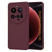 Husa pentru  Xiaomi 15 Ultra Liquid Silicone, subțire, captusita cu microfibra, anti amprentă, protectie cameră foto, Bordeaux