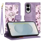 Husa tip carte pentru  Samsung Galaxy S25 Edge, functie stand si port carduri, Mov