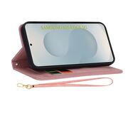 Husa tip carte pentru  Samsung Galaxy S25 Edge, functie stand si port carduri, Roz