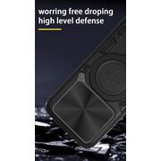 Husa pentru  Honor 400 Lite cu protecție pentru cameră și suport magnetic integrat Ring Shockproof, Negru