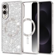 Husa pentru  Samsung Galaxy S25 Edge cu MagSafe Sparkle Glare Detachable Layer, cu protectie lentile - Argintiu