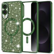 Husa pentru  Samsung Galaxy S25 Edge cu MagSafe Sparkle Glare Detachable Layer, cu protectie lentile - Verde