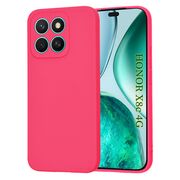 Husa pentru  Honor X8c Liquid Silicone, subțire, captusita cu microfibra, anti amprentă, protectie cameră foto, Fucsia