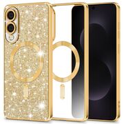Husa pentru  Samsung Galaxy S25 Edge cu MagSafe Sparkle Glare Detachable Layer, cu protectie lentile - Auriu