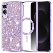 Husa pentru  Samsung Galaxy S25 Edge cu MagSafe Sparkle Glare Detachable Layer, cu protectie lentile - Lavanda