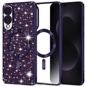 Husa pentru  Samsung Galaxy S25 Edge cu MagSafe Sparkle Glare Detachable Layer, cu protectie lentile - Mov