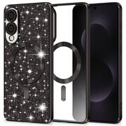 Husa pentru  Samsung Galaxy S25 Edge cu MagSafe Sparkle Glare Detachable Layer, cu protectie lentile - Negru