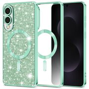 Husa pentru  Samsung Galaxy S25 Edge cu MagSafe Sparkle Glare Detachable Layer, cu protectie lentile - Verde deschis