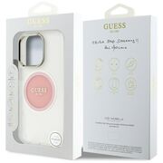Husa premium pentru  iPhone 16 Pro Max compatibila MagSafe Guess Luxury Series - Alb