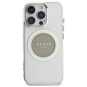 Husa premium pentru  iPhone 16 Pro Max compatibila MagSafe Guess Luxury Series - Argintiu