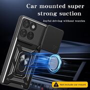 Husa pentru  Motorola Edge 60 Fusion Ring Armor Kickstand Tough Rugged Cover cu protectie camera, Albastru