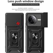 Husa pentru  Poco F7 Ultra Ring Armor Kickstand Tough Rugged Cover cu protectie camera, Negru