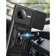 Husa pentru  Poco F7 Ultra Ring Armor Kickstand Tough Rugged Cover cu protectie camera, Negru