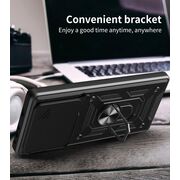 Husa pentru  Poco F7 Ultra Ring Armor Kickstand Tough Rugged Cover cu protectie camera, Negru