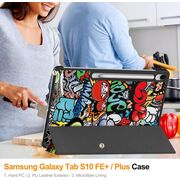 Husa pentru  Samsung Galaxy Tab S10 FE+ Plus 13.1 inch tip stand functie sleep/wake-up, protectie 360 - Graffiti