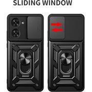 Husa pentru  Xiaomi Redmi A5 4G Ring Armor Kickstand Tough Rugged Cover cu protectie camera, Negru