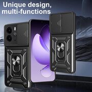Husa pentru  Realme 14 / 14T Ring Armor Kickstand Tough Rugged Cover cu protectie camera, Negru