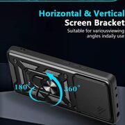 Husa pentru  Poco M7 Pro 5G Ring Armor Kickstand Tough Rugged Cover cu protectie camera, Negru