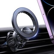 Suport Grila Ventilatie pentru Telefon, Magnet N52, Compatibil MagSafe + 2 Inele Metalice - Techsuit AirFix (S1) - Negru