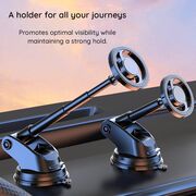 Suport telefon auto VPower DriveLock Neo compatibil Magsafe pentru parbriz / bord , brat lung telescopic, prindere ferma, rotire 360°, universal - negru