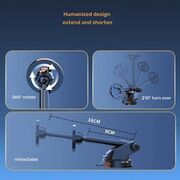 Suport telefon auto VPower DriveLock Neo compatibil Magsafe pentru parbriz / bord , brat lung telescopic, prindere ferma, rotire 360°, universal - negru