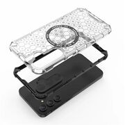 Husa pentru  Samsung Galaxy A55 Cyber Shield Bumper, Compatibila MagSafe, Antishock reinforced corners si margini intarite - Negru