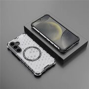 Husa pentru  Samsung Galaxy S25 Cyber Shield Bumper, Compatibila MagSafe, Antishock reinforced corners si margini intarite - Clear