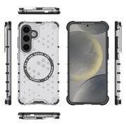 Husa pentru  Samsung Galaxy S25 Cyber Shield Bumper, Compatibila MagSafe, Antishock reinforced corners si margini intarite - Clear
