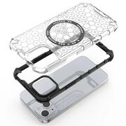 Husa pentru  iPhone 14 Cyber Shield Bumper, Compatibila MagSafe, Antishock reinforced corners si margini intarite - Clear